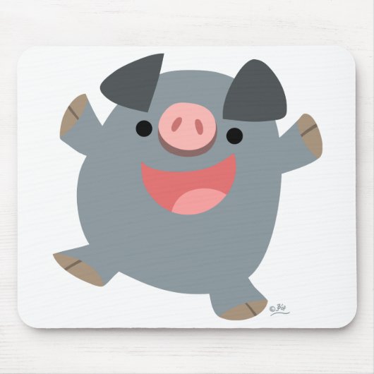 Cartoon Bouncy Pig mousepad Muismat (Voorkant)
