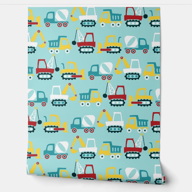 Cartoon Bouwvoertuigen Behang (Afrollen)