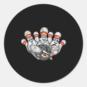 Cartoon Bowler Bang Bowling Pins Funny Sport Hal Ronde Sticker