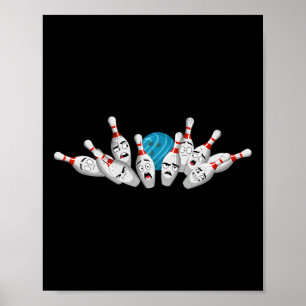 Cartoon Bowling Bang Bowling Pins Funny Sport Bo Poster