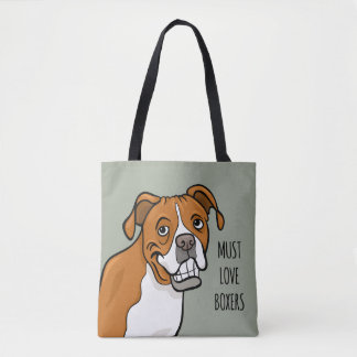 cartoon Boxer Dog: "must Love Boxers" Draagtas