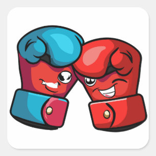 Cartoon Boxing-handschoenen Vierkante Sticker