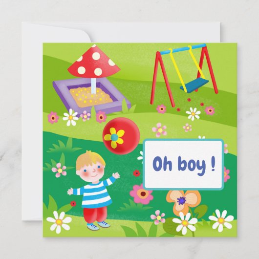 cartoon Boy Baby shower Uitnodiging (Voorkant)