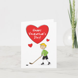 Cartoon Boy Hockey Valentijns Card Feestdagen Kaart