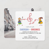 Cartoon Boy Serenades Meisje Foto Koppels Douche Kaart (Voorkant / Achterkant)