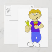 Cartoon Boy With French Fries Briefkaart (Voorkant / Achterkant)