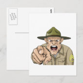 Cartoon boze drilsergeant riep op briefkaart (Voorkant / Achterkant)