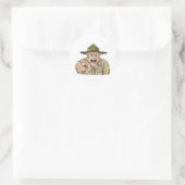 Cartoon boze legerboor sergeant schreeuwen ronde sticker (Tas)