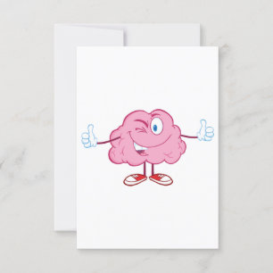 Cartoon Brain Character Invitations Kaart