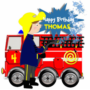 Cartoon brandbestrijding vrachtwagen staand fotobeeldje