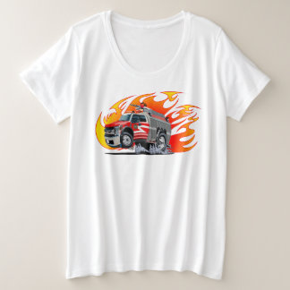 Cartoon brandweerauto grote maat t-shirt