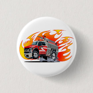 Cartoon brandweerauto's ronde button 3,2 cm