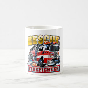 Cartoon brandweerwagen trucker hoed koffiemok