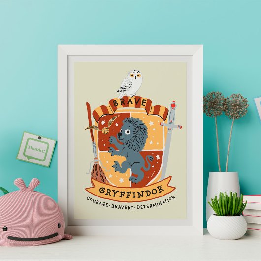 Cartoon Brave Gryffindor Crest Poster