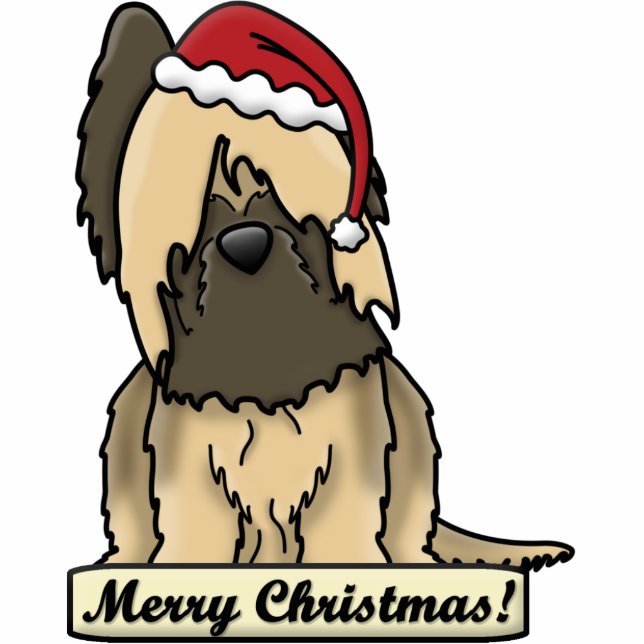 Cartoon Briard kerstversiering Fotobeeldje Ornament (Voorkant)