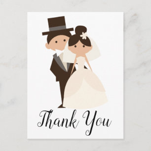 Cartoon Bride & Groom Wedding Hartelijk dank Briefkaart