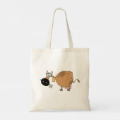 Cartoon Brown Koe Tote Bag (Achterkant)