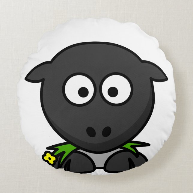 Cartoon Bubble Sheep Fun Rond Kussen (Voorkant)
