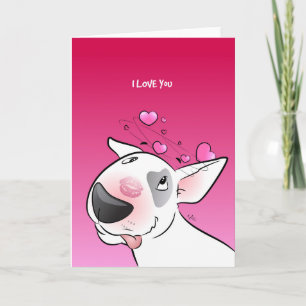 Cartoon Bull Terrier "Ik hou van je!" Wenskaart Kaart