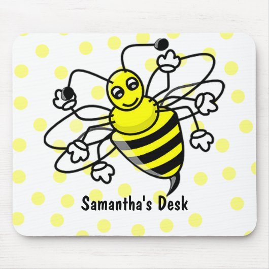 Cartoon Bumble Bee Mousepad Muismat (Voorkant)