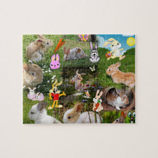 Cartoon Bunny / Baby konijn Jigzaag Puzzle voor ki Legpuzzel