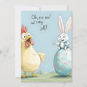 Cartoon Bunny Chick Egg Easter Fun Feestdagenkaart
