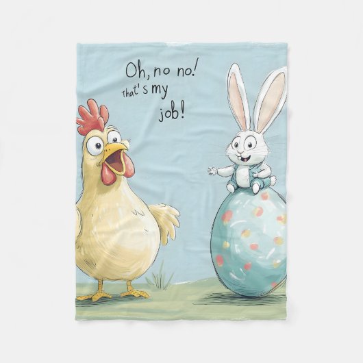 Cartoon Bunny Chick Egg Easter Fun Fleece Deken (Voorkant)