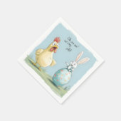 Cartoon Bunny Chick Egg Easter Fun Servet (Hoek)