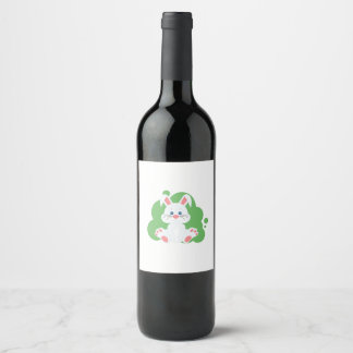 Cartoon bunny splash wijn etiket