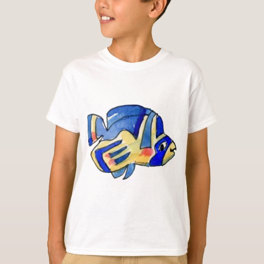 Cartoon Butterfly Blue Fish T-shirt (Voorkant)
