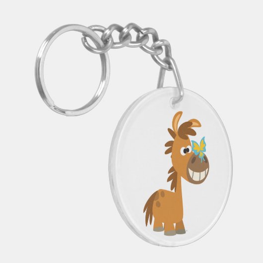 Cartoon Butterfly Pony AcrylSleutelhanger Sleutelhanger (Voorkant Links)