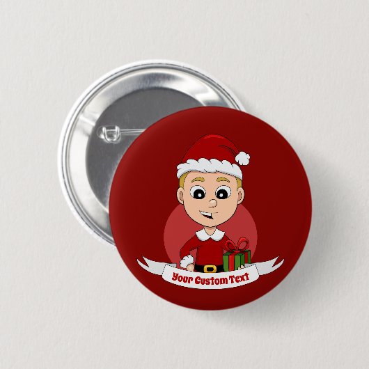 Cartoon Button met kerst (Voorkant /achterkant)