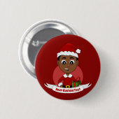 Cartoon Button met kerst (Voorkant /achterkant)