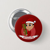 Cartoon Button met kerst (Voorkant /achterkant)