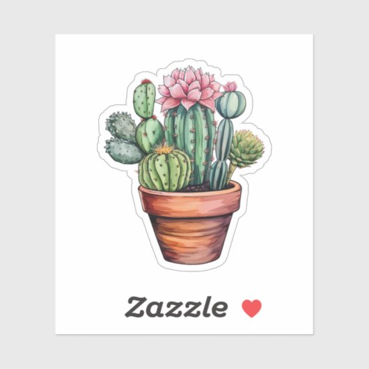 Cartoon cactus illustratie sticker (Vel)