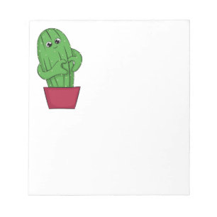 Cartoon Cactus maakt Hart Teken met Handen Notitieblok
