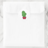 Cartoon Cactus making Heart Sign with Hands Ronde Sticker (Tas)