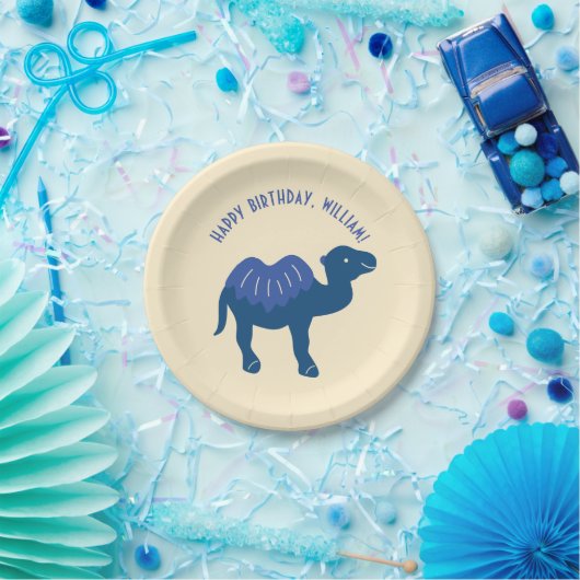 Cartoon Camel Verjaardagsfeestje gepersonaliseerd Papieren Bordje (Feest)