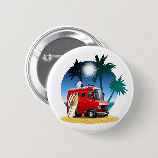 Cartoon Camper Ronde Button 5,7 Cm (Voorkant /achterkant)