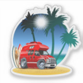 Cartoon Camper Sticker (Voorkant)