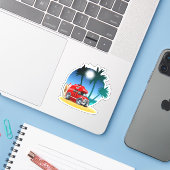 Cartoon Camper Sticker (Laptop met iPhone)