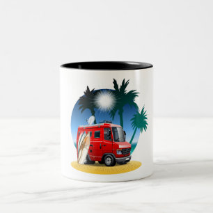 Cartoon Camper Tweekleurige Koffiemok