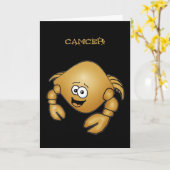 Cartoon Cancer Crabe carte d'anniversaire. (Fleur jaune)