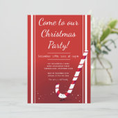 Cartoon Candy Cane | Uitnodiging voor kerstfeest (Staand voorkant)