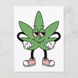 Cartoon Cannabis Leaf Briefkaart