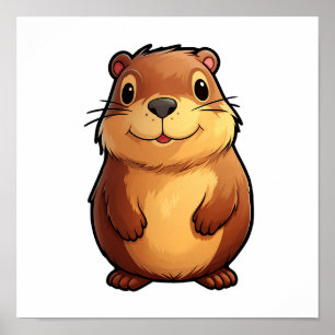 Cartoon capybara illustratie poster
