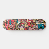 Cartoon Caracter Hand Drawn Toss Pattern Kinder Skateboard (Horizontaal)