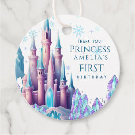  Cartoon Castle Frozen Kingdom 1st Birthday  Bedankjes Labels