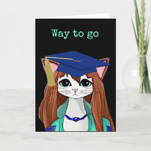 Cartoon Cat Afstuderen Kaart