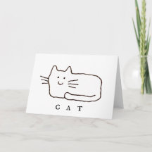 Cartoon Cat Doodle Line Art Folded Greeting Card